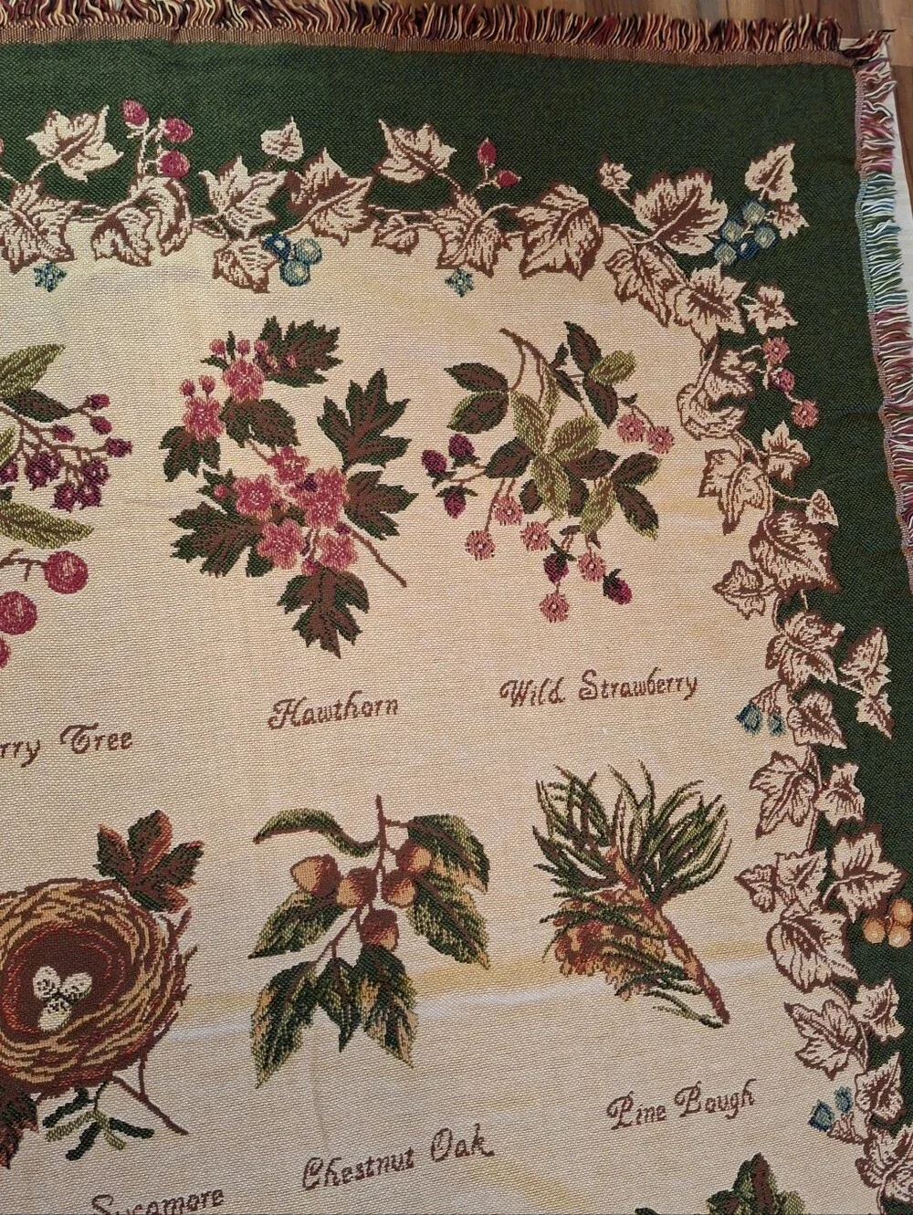 Vtg Bob Timberlake Home Collection Old Salem Floral Tree Tapestry Throw Blanket